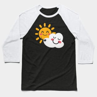 Sun Hugging Cloud - Cute Kawaii Design Baseball T-Shirt